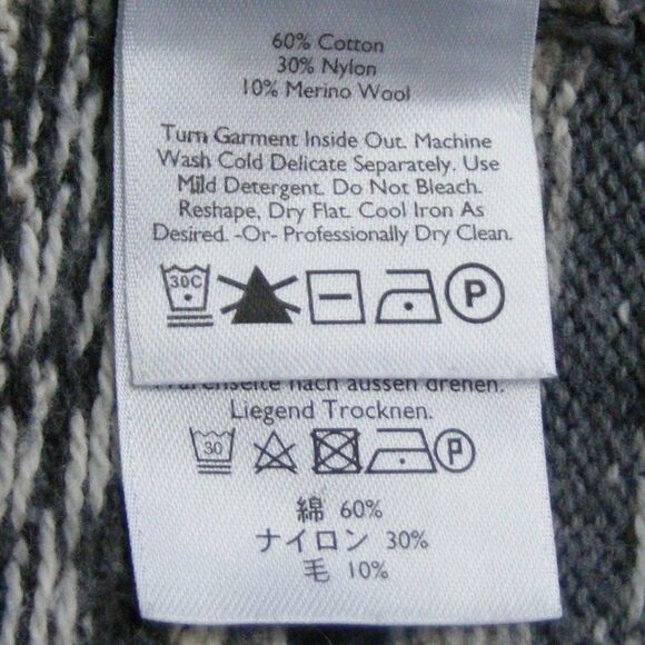EDDIE BAUER Cardigan Sweater, M, Aztek, Stripe, Gray/White, Pockets, Washable - Picture 11 of 12
